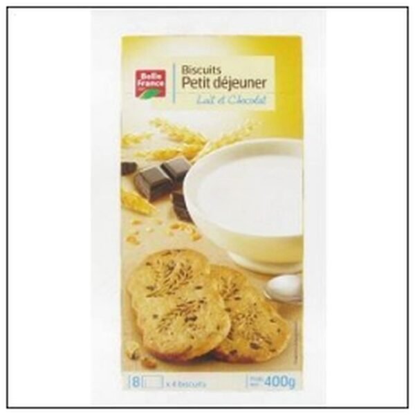 BISCUIT DEJEUNER 400 LAIT ET CHOCOLAT BELLE FRANCE