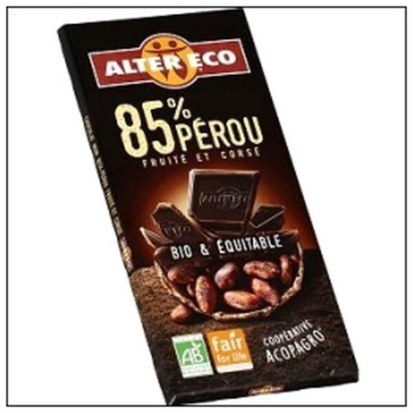 T.100G CHOCOLAT NOIR 85% PEROU BIO ALTER ECO