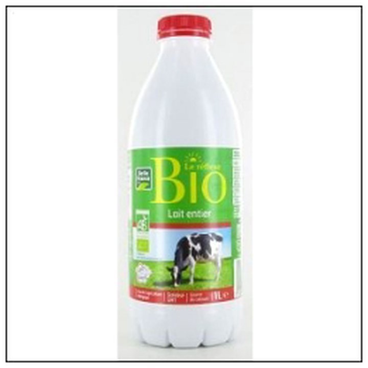 CAT-01524.jpg LAIT BIO ENTIER BOUTEILLE 1 LITRE BELLE FRANCE - Image 1