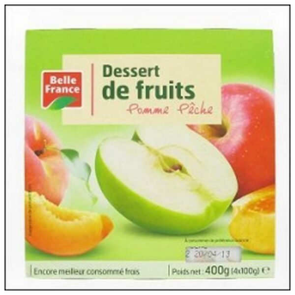 DESSERT FRUITS POMM/PECHE 4X100G BELLE FRANCE