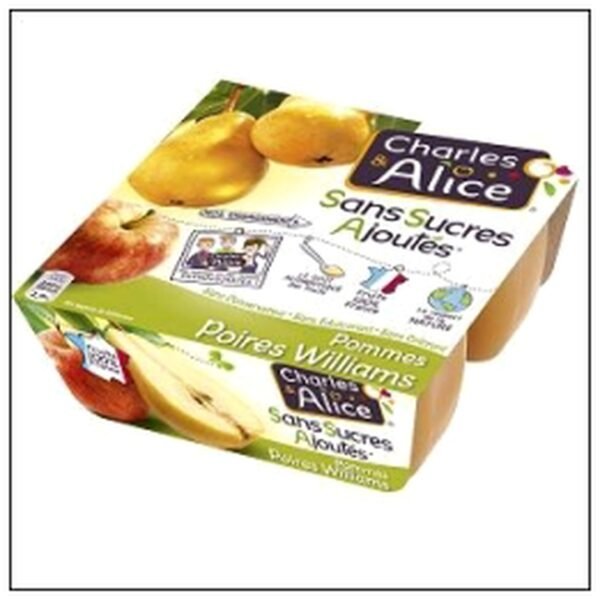 COMPOTE POMME POIRE SSA 4X100G CHARLES ET ALICES