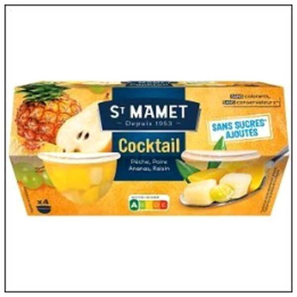 COCKTAIL FRUITS S/SUCRES AJOUTES 4X113G ST MAMET