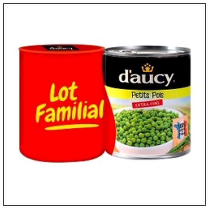 CAT-02681 4/4 POIS EXTRA-FINS ETUVE 2X560G DAUCY LOT FAMILIAL - Image 1