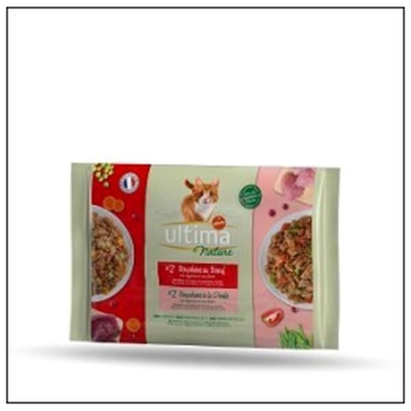 L4 SACH.FRAICHEUR BOEUF/ DINDE CHAT 85G ULTIMA