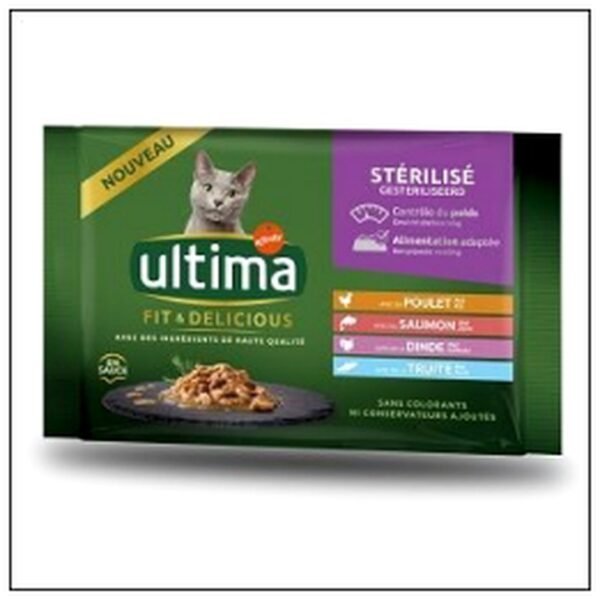 L4 SACH.FRAICHEUR POULET DINDE SAUMON 85G ULTIMA