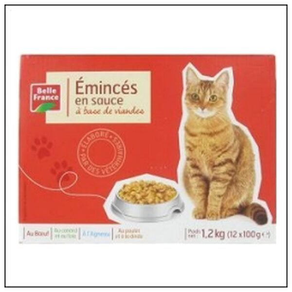 POCH.EMINCE VIANDE POUR CHAT 12X100G BELLE FRANCE
