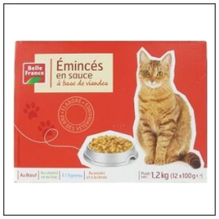 CAT-03304 POCH.EMINCE VIANDE POUR CHAT 12X100G BELLE FRANCE - Image 1