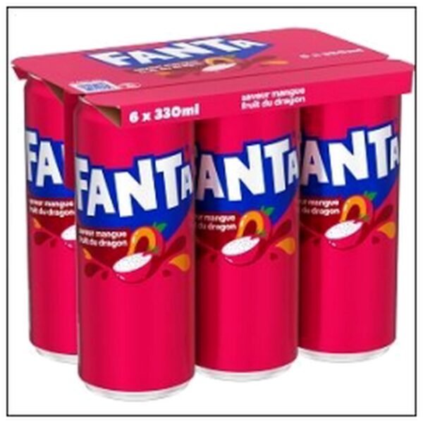 LOT 6 BOITES FANTA MANGUE FRUIT DU DRAGON 33CL