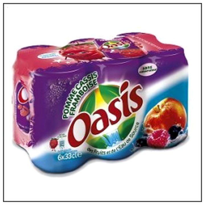 CAT-03586 LOT 6 BOITES OASIS POMMES /CASSIS/FRAMBOISE 33CL - Image 1