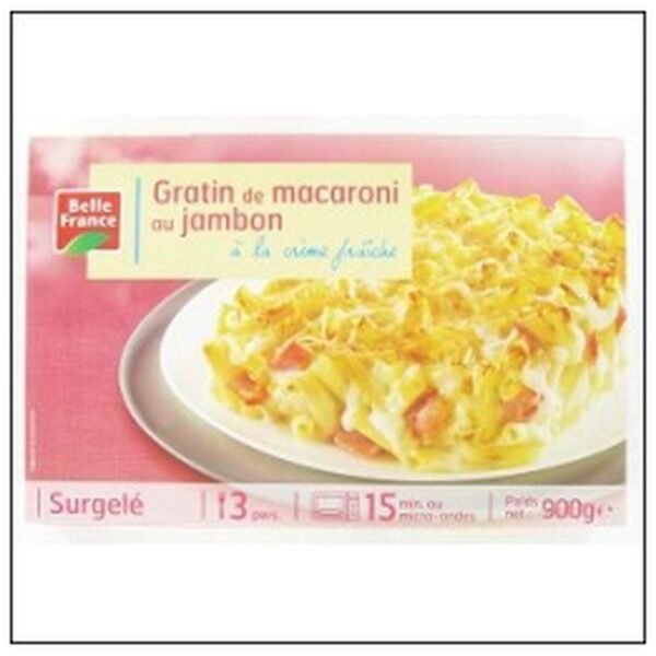 GRATIN MACARONI-JAMBON 900G SURGELE BELLE FRANCE