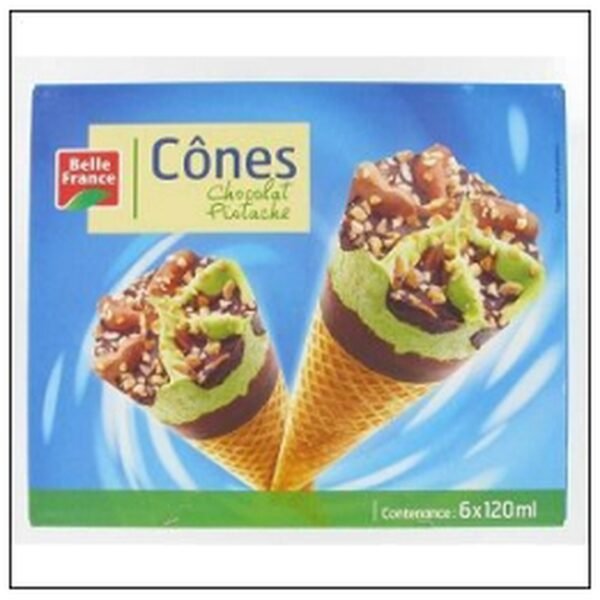 BTE 6 CONES CHOCOLAT/ PISTACHE BELLE FRANCE