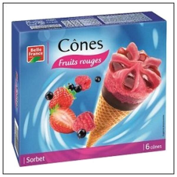 BTE 6 CONES FRUITS ROUGES 120ML BELLE FRANCE