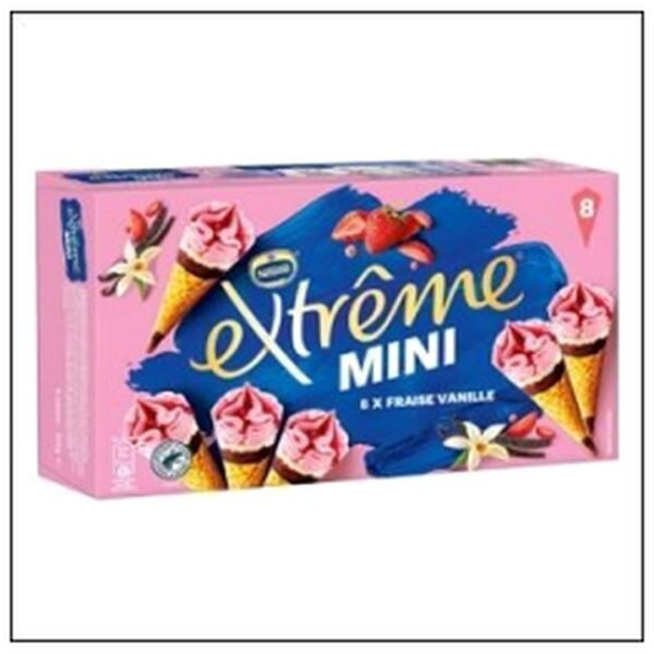 MINI CONES EXTREME VANILL FRAISE X 8 NESTLE