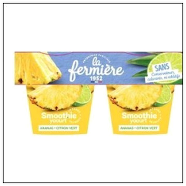 CAT-05190 SMOOTHIE YAOURT ANANAS CITRON VERT2X150G FERMIER - Image 1