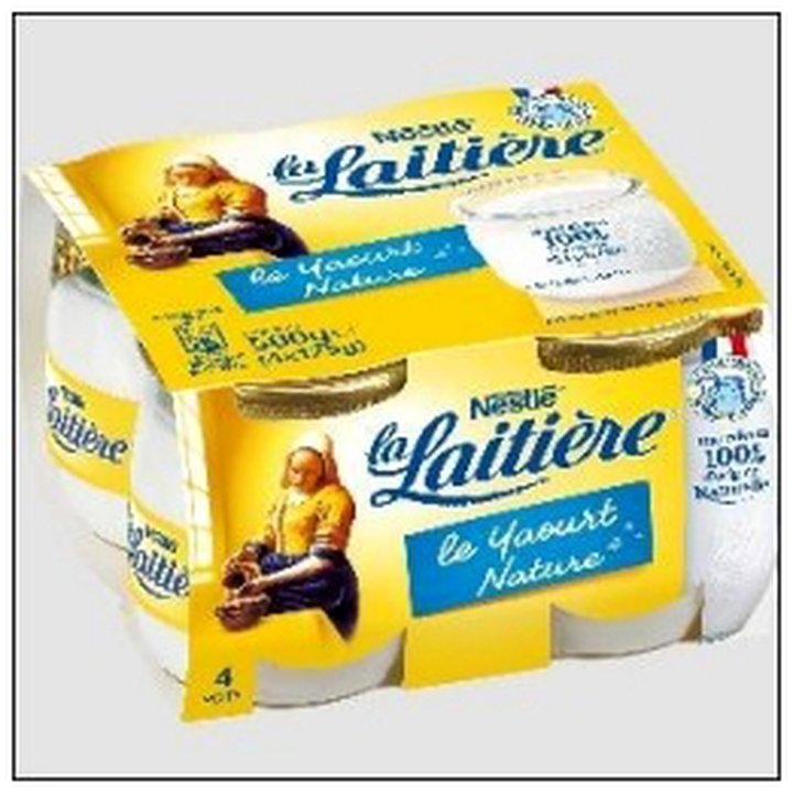 CAT-05295 LA LAITIERE POT VERRE AU LAIT ENTIER NAT.125G X4 - Image 1