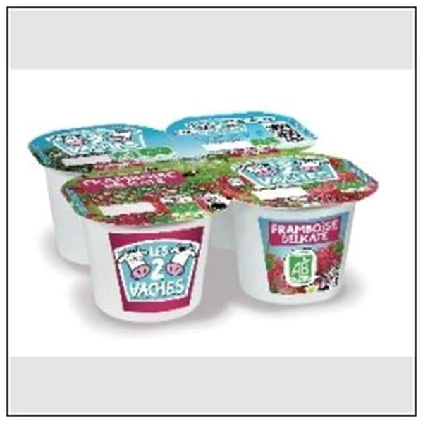LES 2 VACHES YAOURT FRUIT BIO FRAMBOISE 4X115