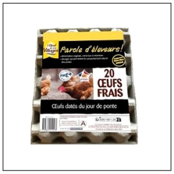 PLATEAU 20 OEUFS DATES PA ROLE D'ELEVEURS