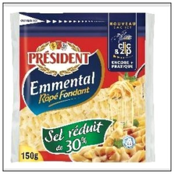EMMENTAL RAPE 150 G SEL REDUIT PRESIDENT