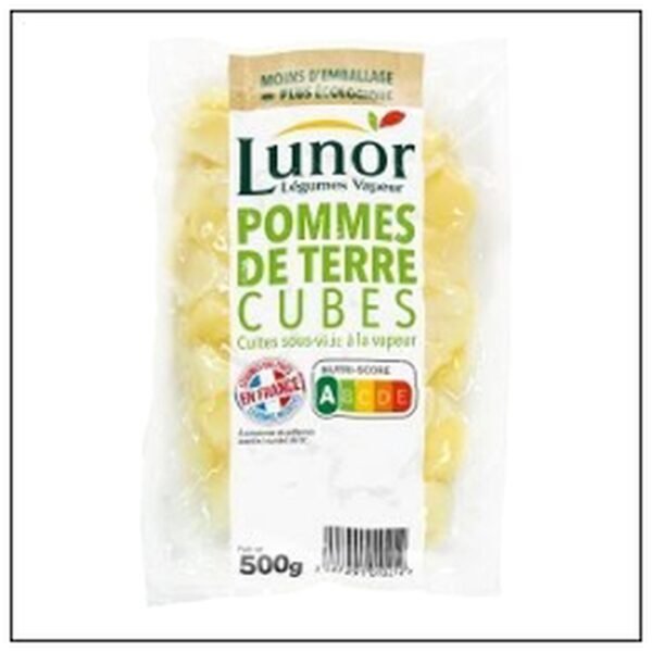 POMME DE TERRE CUBE 500G EPLUCHEE CUITE LUNOR