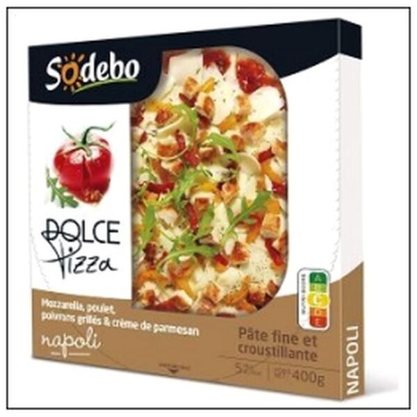 DOLCE PIZ.NAPOLI POULET MOZZA POIVRONS 400 SODEBO
