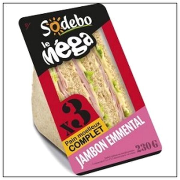 MEGA CLUB COMPLET JAMBON EMMENTAL 230G SODEBO