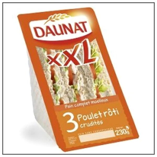 SAND.XXL P.COMPLET POULET ROTI CRUDITES 230G DAUN
