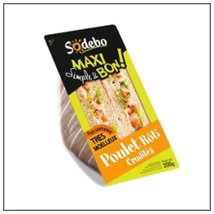 CAT-06351 SANDWICH MAXI POULET ROTI CRUDITES 190G SODEBO - Image 1