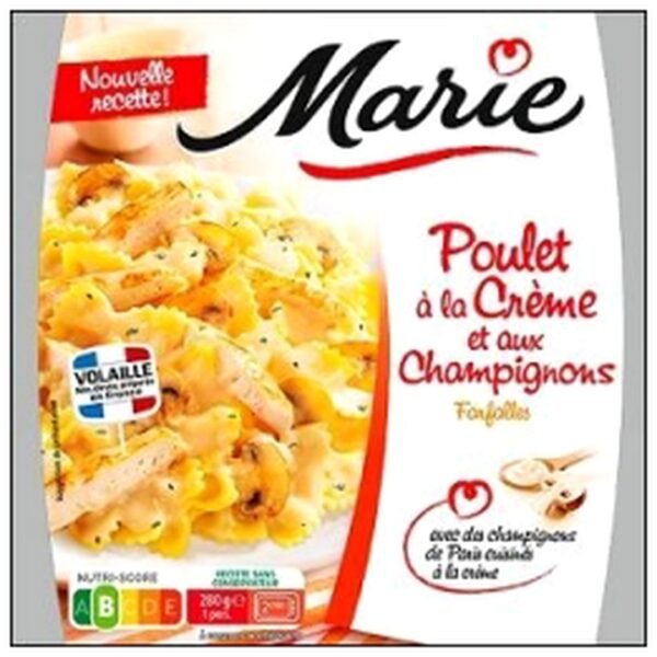 POULET CREME CHAMPIGNONS FARFALLE 280G MARIE