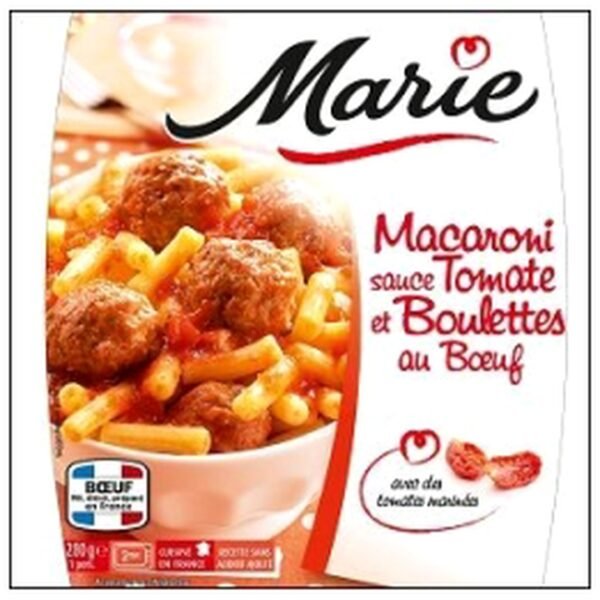 MACARONI BOULETTE VIANDE SAUCE TOMATE 280D MARIE
