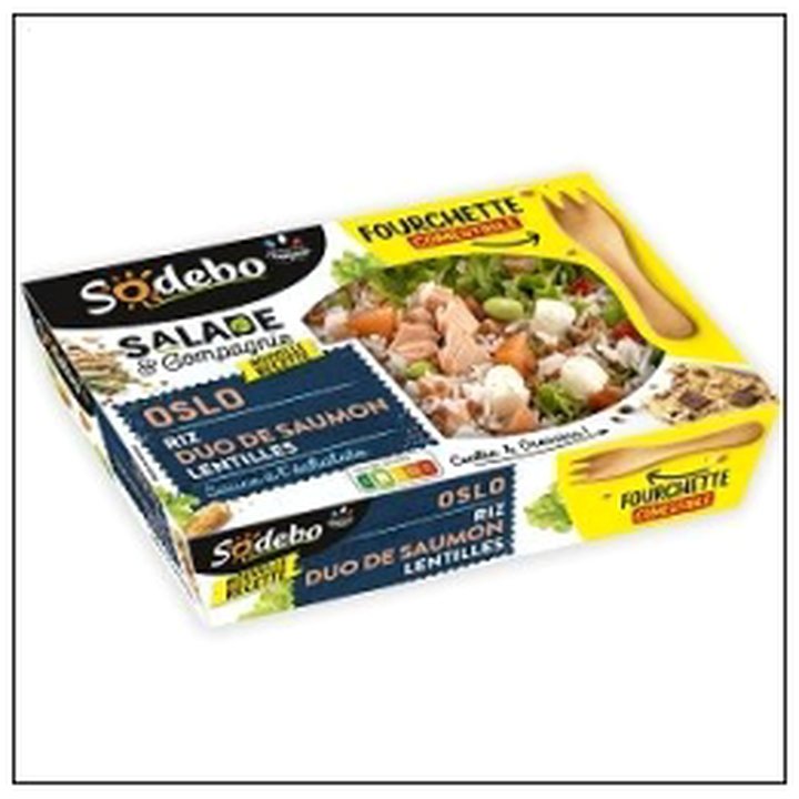 CAT-06666 SALADE OSLO 320G DUO SAUM ON/RIZ/LENTILLE SODEBO - Image 1