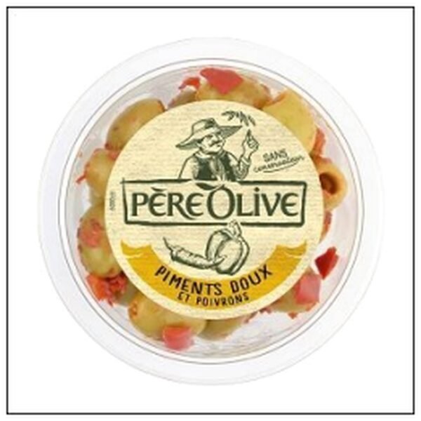 OLIVES PIMENT DOUX ET POI VRONS 150G PERE OLIVE