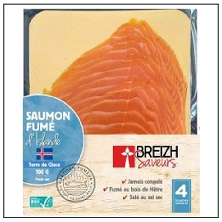 CAT-06822 4 T.SAUMON FUME ISLANDE 100G BREIZH - Image 1