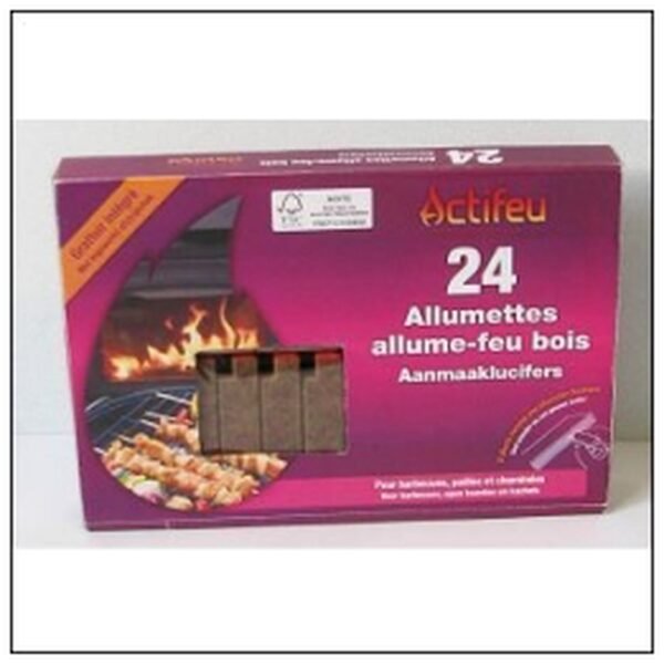 24 ALLUMETTES ALLUM FEU 2EN1 BOIS NATUREL ACTIFEU