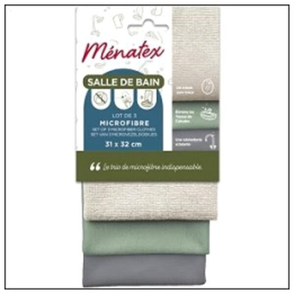 LOT 3 MICROFIBRE SALLE DE BAIN MIROIR/VASQUE/INOX