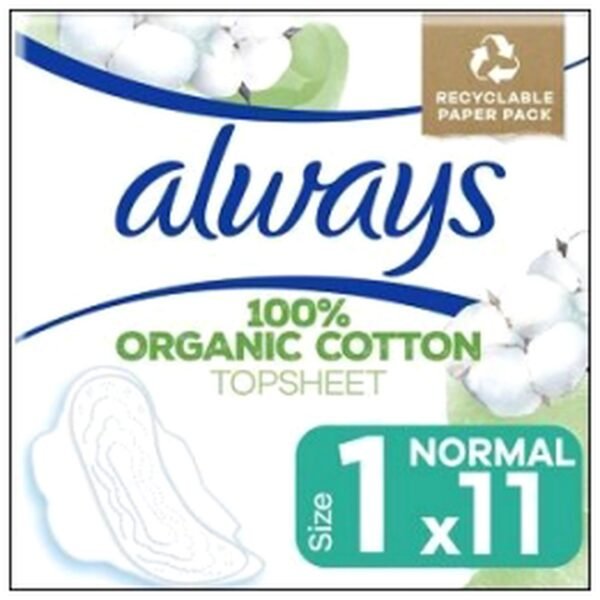 SAC.11 SERVIETTES AILETTE NORMAL ALWAYS BIO COTON