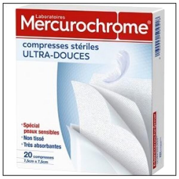 COMPRESSES STERILES ULTRA DOUCE X 20 MERCUROCHROME