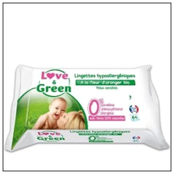 64 LINGETTE.BEBE HYPOALL. FIBRES NAT.LOVE&GREEN