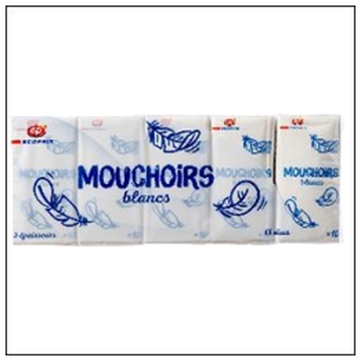 CAT-07890 15 ET.10 MOUCHOIRS BLANCS 3 PLIS ECOPRIX - Image 1