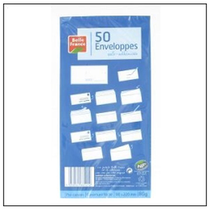 CAT-07922 P.50 ENVELOPP.BLANCH.AUTO ADHESIVE 220X110 B.FRANCE - Image 1