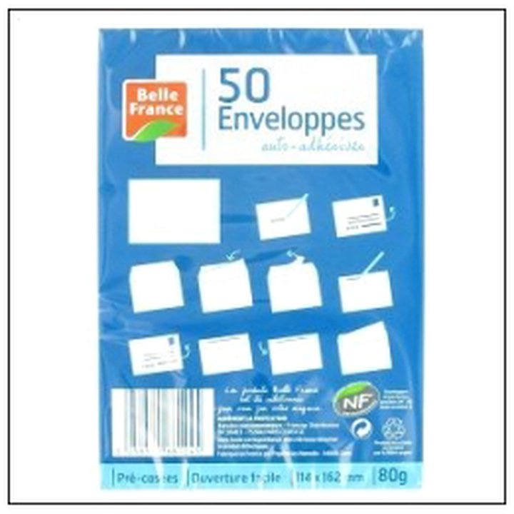 CAT-07923 PQ.50 ENVELOP.BLANCH.AUTO ADHESIVE 162X114 B.FRANCE - Image 1