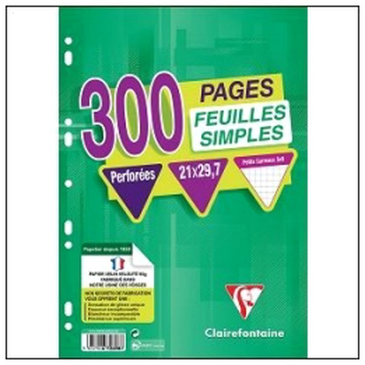 CAT-07928 L.300 FEUILLES SIMPLE A4 5X5 CLAIREFONTAINE - Image 1