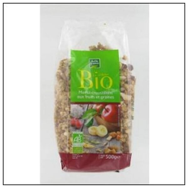 MUESLI CROUSTILLANT FRUIT BIO 500G BELLE FRANCE