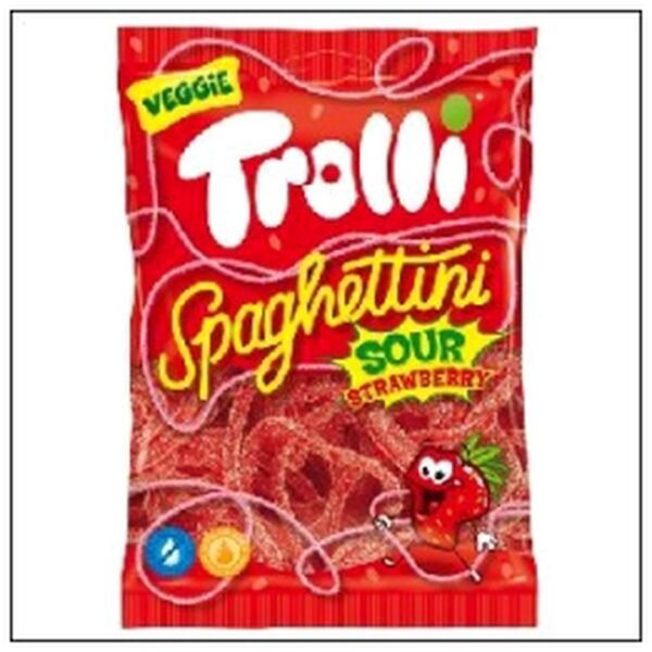 SACHET SPAGHETTINI SOUR STRAWBERRY 100G TROLLI