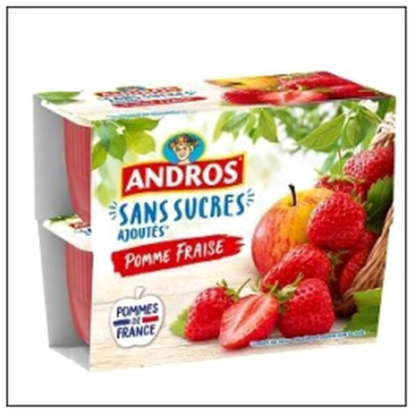 DESSERT POMMES FRAISES S ANS SUCRE 4X100G ANDROS