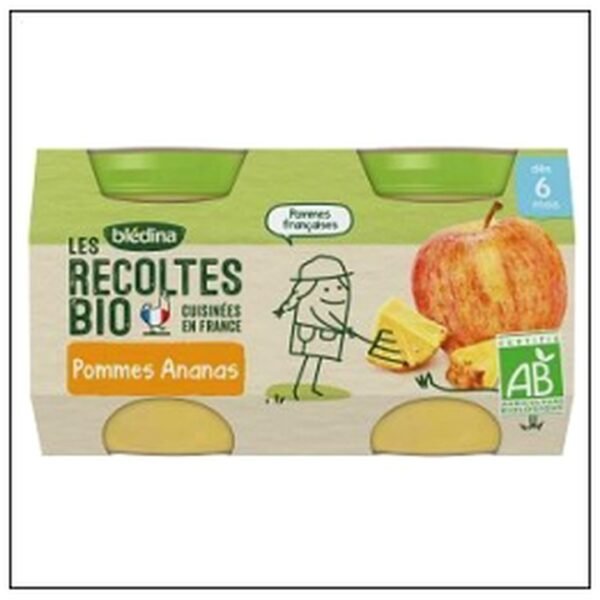P2 POMME ANANAS L'RECOLTE BIO 130G(6 MOIS) BLEDINA