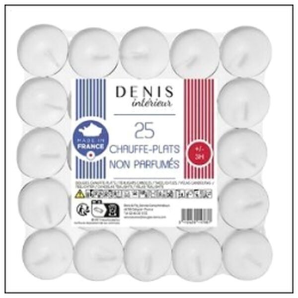 PACK 25 BOUGIES CHAUF P LATS BLANC NON PARFUMÉES